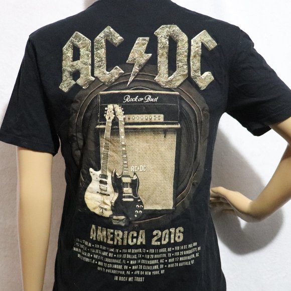 AC/DC Rock or Bust US flag 2016 Tour Band T-Shirt Medium - Picture 3 of 5